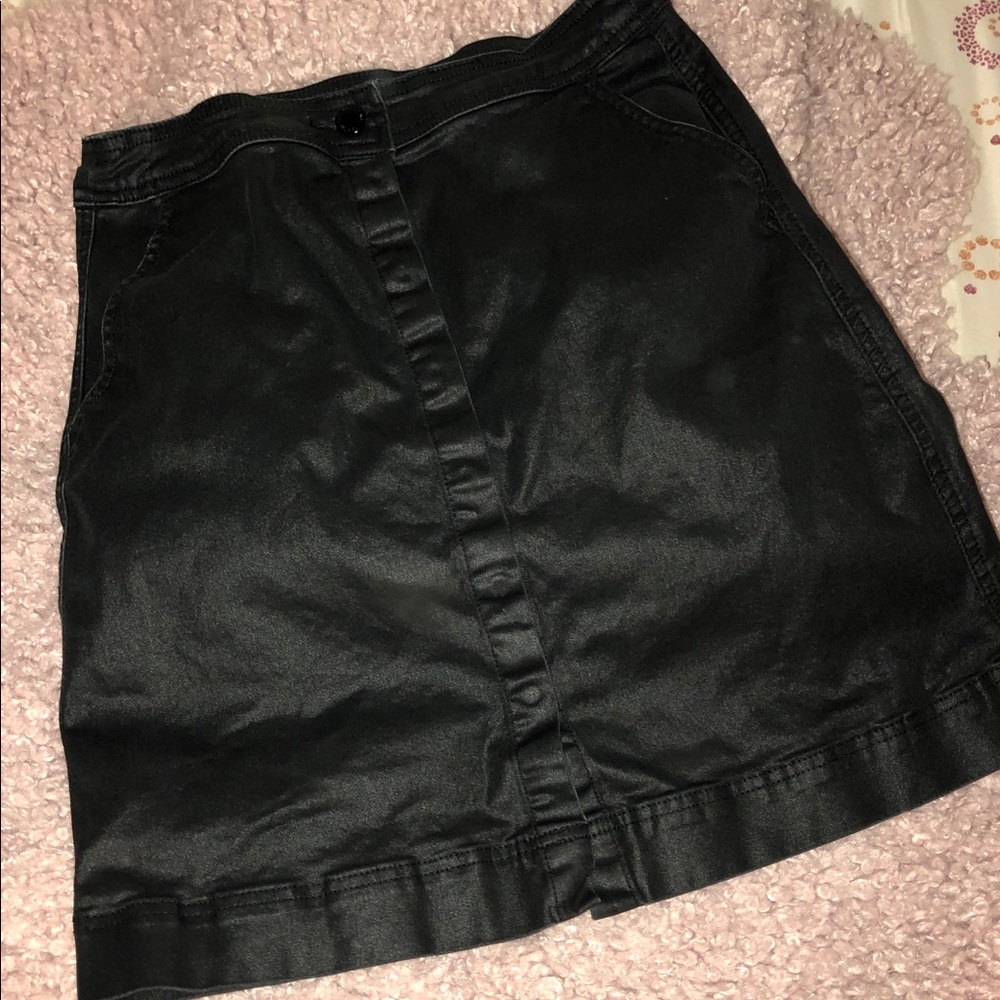 Black Pewter/faux leather Mini Skirt